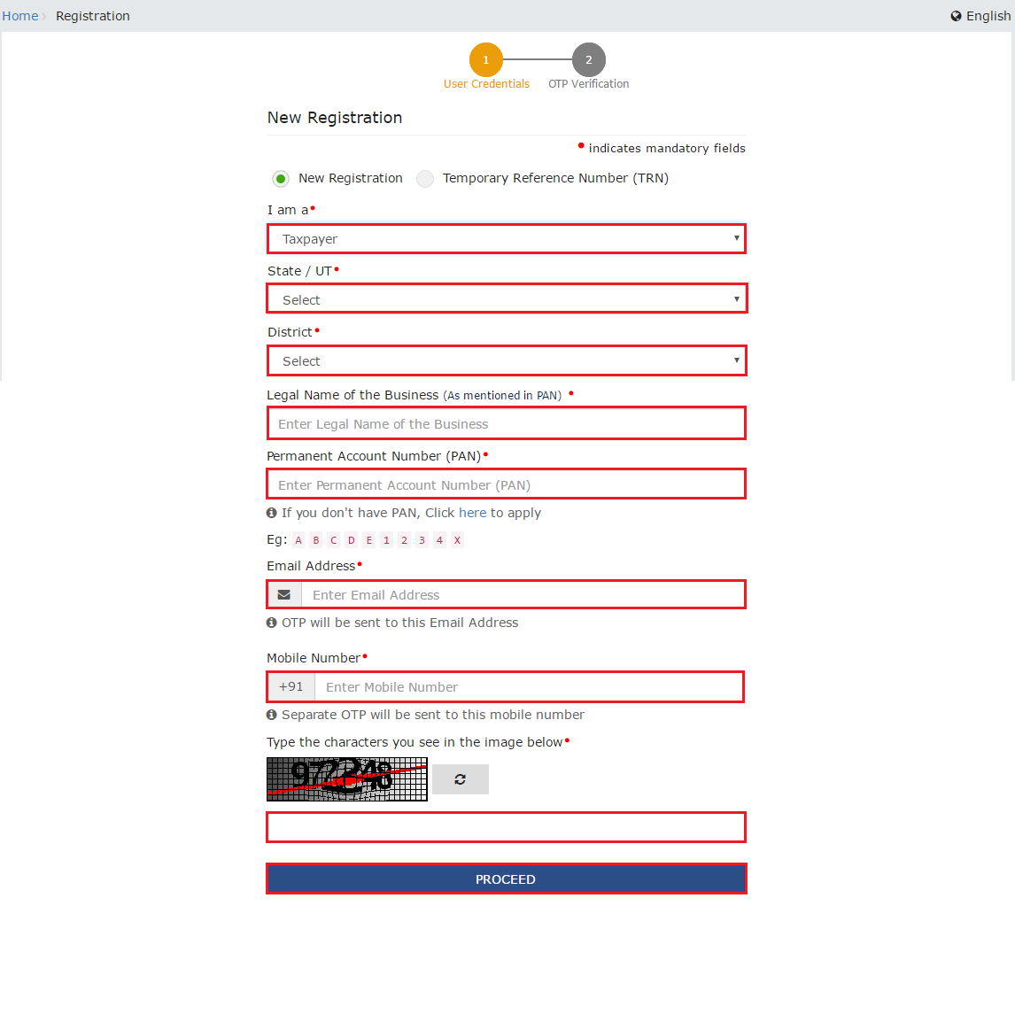 GST registration steps