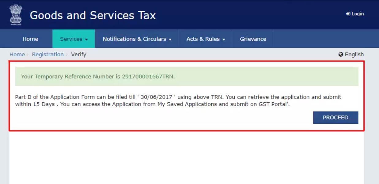 15-digit temporary reference number TRN