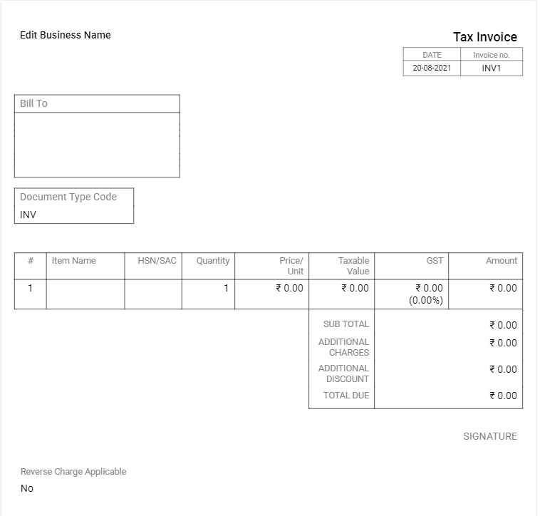 tax invoice format