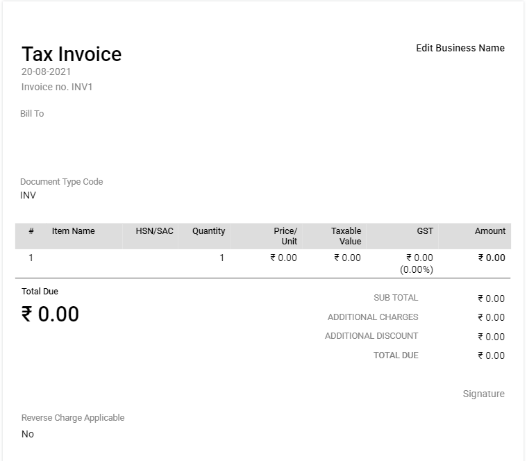 tax invoice format